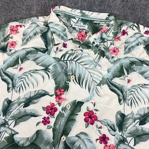 Tommy Bahama Men's 2XLB 100% Silk Hawaiian Aloha Floral Short Sleeve Camp Shirt